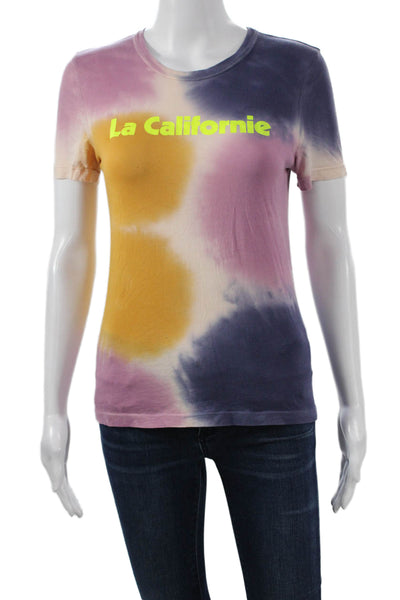 ALC Women Multicolor Tie-Dye T-Shirt Cotton Short-Sleeve Crew Neck Size XS
