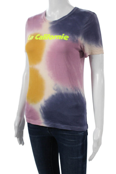 ALC Women Multicolor Tie-Dye T-Shirt Cotton Short-Sleeve Crew Neck Size XS