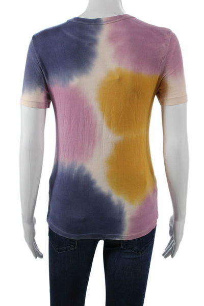 ALC Women Multicolor Tie-Dye T-Shirt Cotton Short-Sleeve Crew Neck Size XS