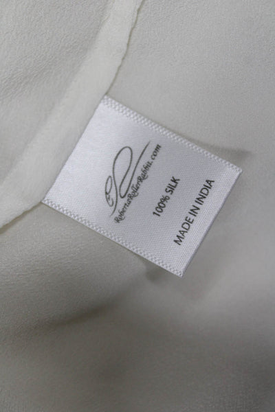 Roberta Roller Rabbit Women Silk Collared Tunic White Short Sleeve Size XS