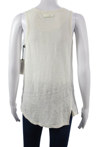 Brochu Walker Women Sleeveless V-Neck Linen Tunic Tank Ivory Size XS