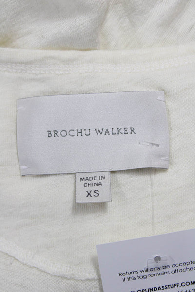Brochu Walker Women Sleeveless V-Neck Linen Tunic Tank Ivory Size XS