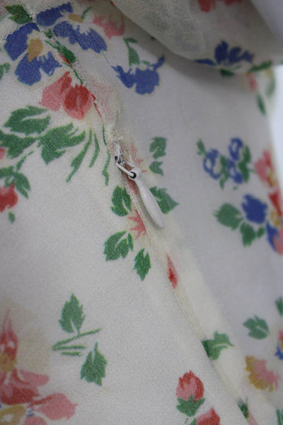 Love Shack Fancy Womens Fit & Flare Silk Floral Dress Short Sleeve Size 4