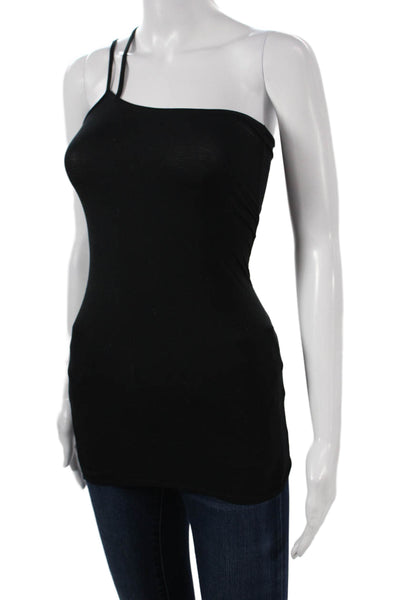 Helmut Women One Shoulder Micro Modal Tunic Black Sleeveless Size PP