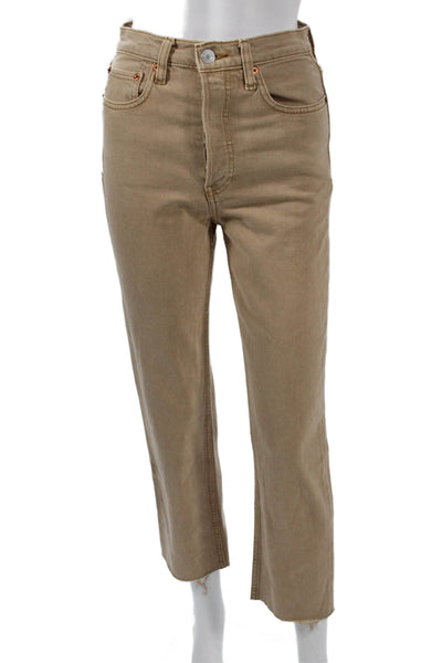 Re/Done Womens Straight Jeans Beige Mid Rise Inseam 26 Size 24