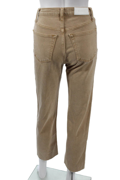 Re/Done Womens Straight Jeans Beige Mid Rise Inseam 26 Size 24