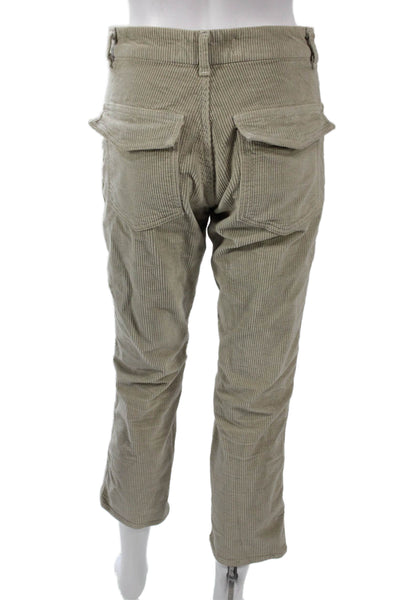 Amo Women Cropped Beige Cotton Pants Button Inseam 26 Size 24