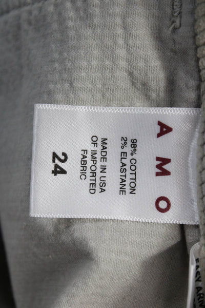 Amo Women Cropped Beige Cotton Pants Button Inseam 26 Size 24