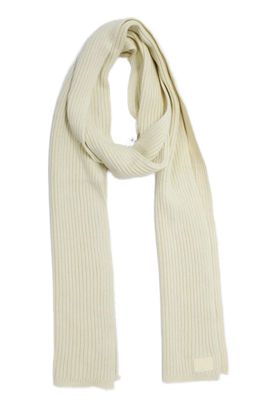 De Rococo Womens Cotton Ribbed Knit Neck Scarf Cream Size 84X9"