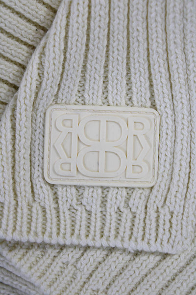 De Rococo Womens Cotton Ribbed Knit Neck Scarf Cream Size 84X9"