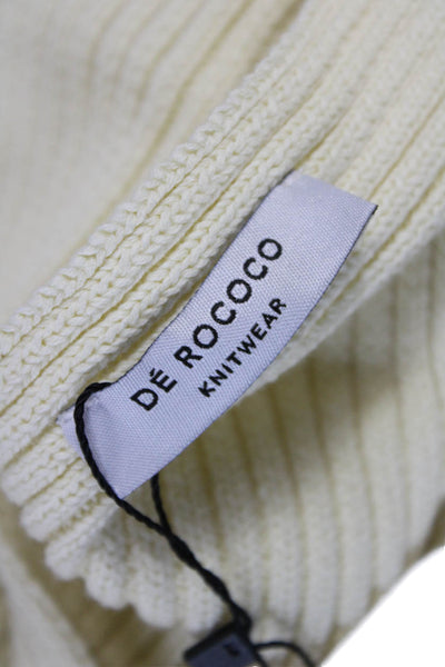 De Rococo Womens Cotton Ribbed Knit Neck Scarf Cream Size 84X9"