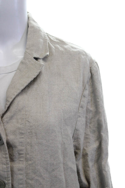 Eileen Fisher Women Beige Linen Basic Jacket Button Long Sleeve Size S