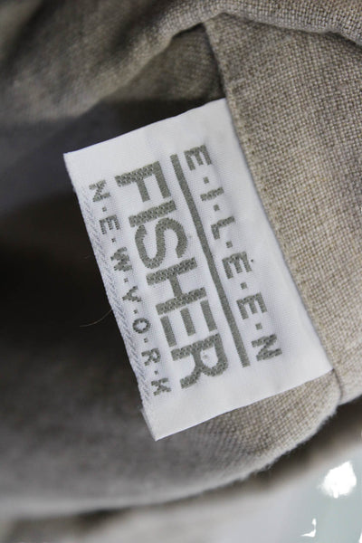 Eileen Fisher Women Beige Linen Basic Jacket Button Long Sleeve Size S