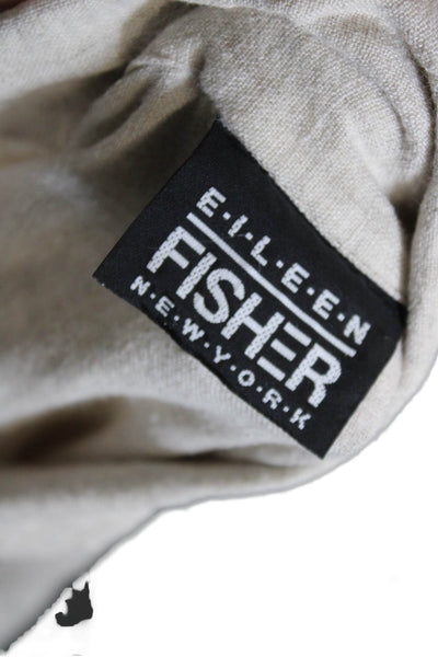 Eileen Fisher Women Beige Linen Blend Button-Up Long Sleeve Basic Size 1