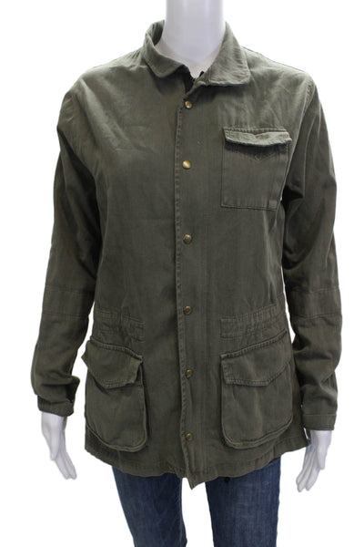 Jet John Eshaya Womens Military Jacket Green Cotton Button Size S