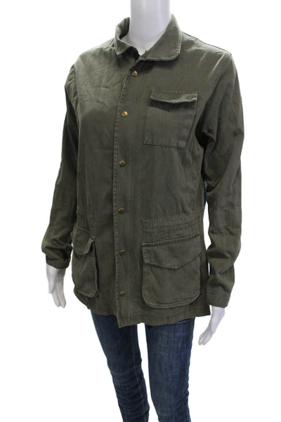 Jet John Eshaya Womens Military Jacket Green Cotton Button Size S