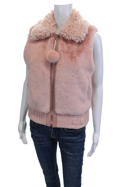 Pearly Gates Womens Pink Polyester Sleeveless Vest Zip Size 0