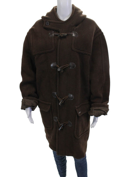 Saint James Unisex Overcoat Brown Wool Buckle Solid Size 42