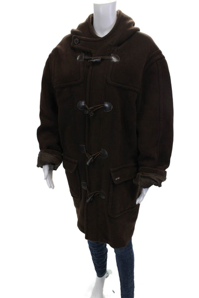 Saint James Unisex Overcoat Brown Wool Buckle Solid Size 42