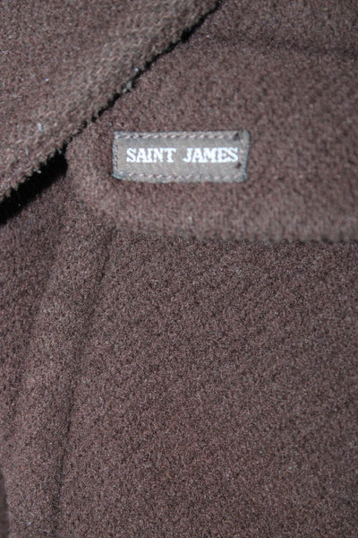 Saint James Unisex Overcoat Brown Wool Buckle Solid Size 42