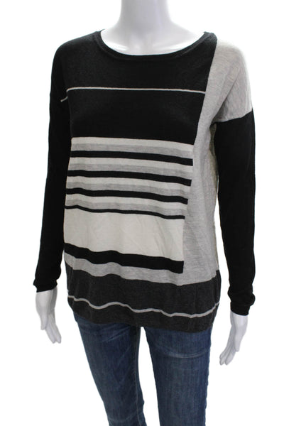 Vince Womens Black Striped Merino Pullover Sweater Size XS