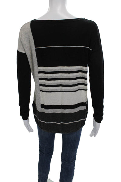 Vince Womens Black Striped Merino Pullover Sweater Size XS