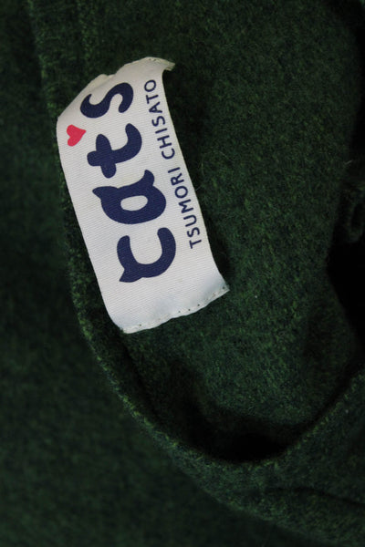 Tsumori Chisato Womens Green Wool Pullover Sweater Roundneck Long Sleeve Size 3