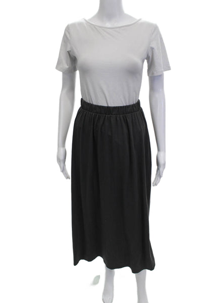 Uniqlo Womens A-Line Midi Skirt Gray Polyester Pull On Size S