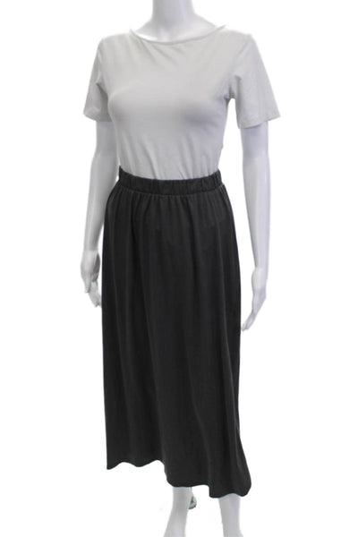 Uniqlo Womens A-Line Midi Skirt Gray Polyester Pull On Size S