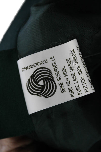 Geiger Collections Women Pleated Wool Skirt Knee Length Green Button Size 40