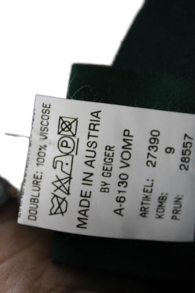 Geiger Collections Women Pleated Wool Skirt Knee Length Green Button Size 40