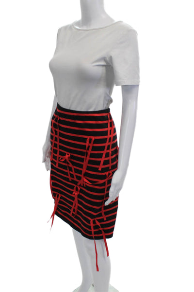 Goen J Women Pencil Striped Cotton Black Knee Length Skirt Size 6