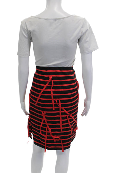 Goen J Women Pencil Striped Cotton Black Knee Length Skirt Size 6