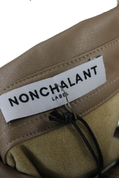 Nonchalant Label Womens Cropped Collared Button Up Sleeveless Beige Top Size XS