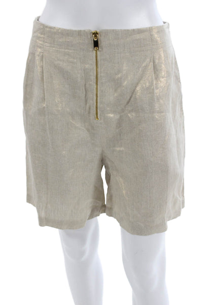 Nonchalant Label Womens Bermuda Shorts Beige Linen Size S