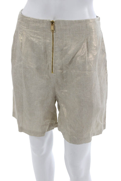 Nonchalant Label Womens Bermuda Shorts Beige Linen Size S