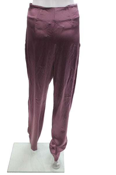Nonchalant Label Womens Paperbag Waist Pants Purple Polyester Zip Size S