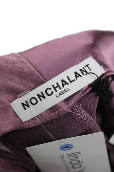 Nonchalant Label Womens Paperbag Waist Pants Purple Polyester Zip Size S
