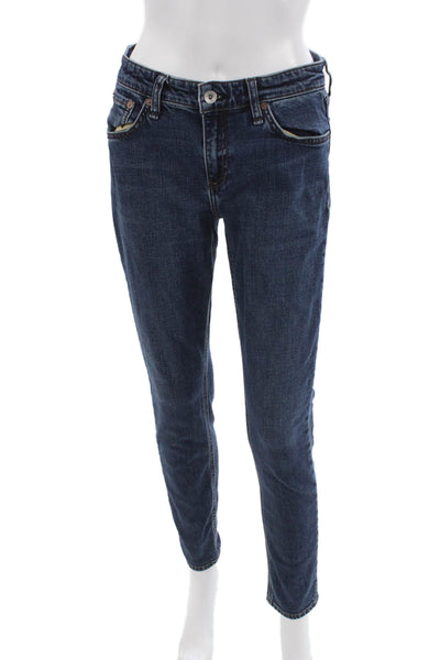 Rag & Bone Womens Skinny Jeans Blue Button Fly Cotton Blend Size 26