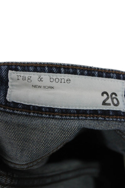 Rag & Bone Womens Skinny Jeans Blue Button Fly Cotton Blend Size 26