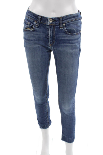 Rag & Bone Womens Cropped Mid Rise Blue Jeans Size 26