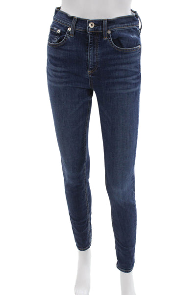Rag & Bone Womens High Rise Skinny Jeans Blue Cotton Button Size 26