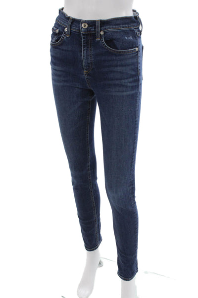 Rag & Bone Womens High Rise Skinny Jeans Blue Cotton Button Size 26