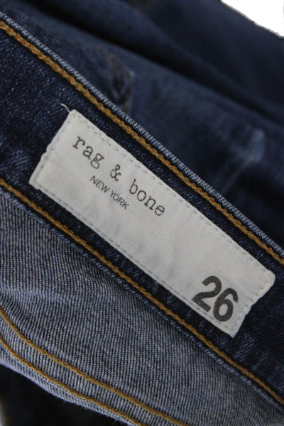 Rag & Bone Womens High Rise Skinny Jeans Blue Cotton Button Size 26