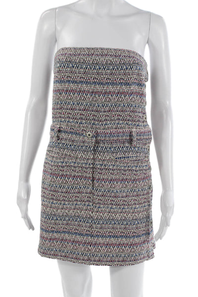 Thakoon Womens Shift Dress Multicolor Chevron Strapless Zip Poly Blend Size 6