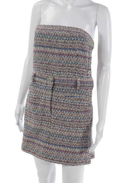 Thakoon Womens Shift Dress Multicolor Chevron Strapless Zip Poly Blend Size 6