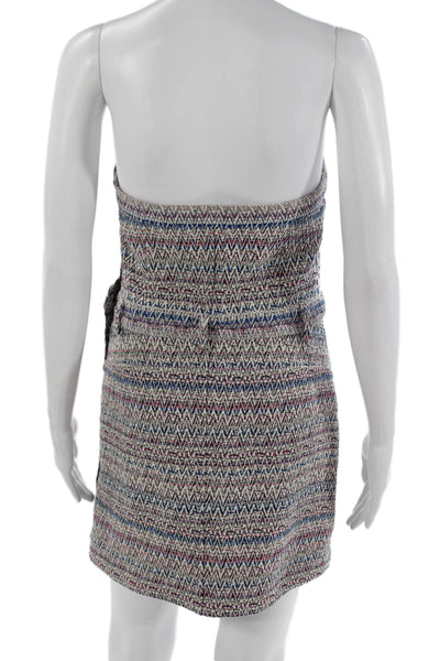Thakoon Womens Shift Dress Multicolor Chevron Strapless Zip Poly Blend Size 6