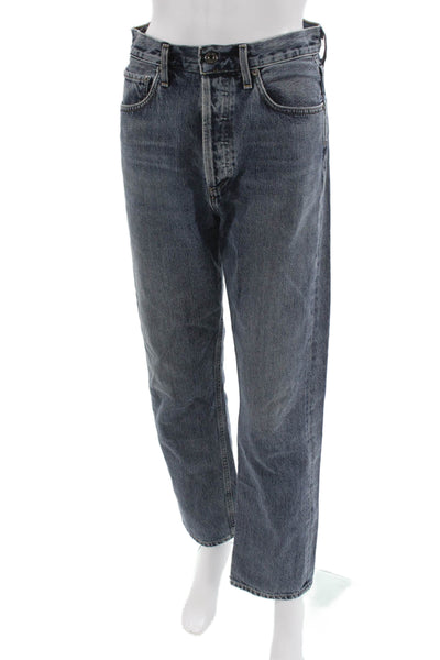 Agolde Womens Straight Jeans Blue High Rise Button Fly Size 26