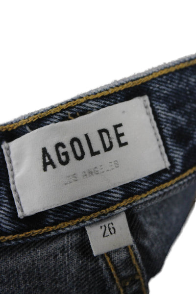 Agolde Womens Straight Jeans Blue High Rise Button Fly Size 26