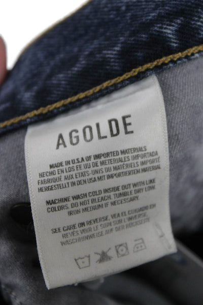 Agolde Womens Straight Jeans Blue High Rise Button Fly Size 26